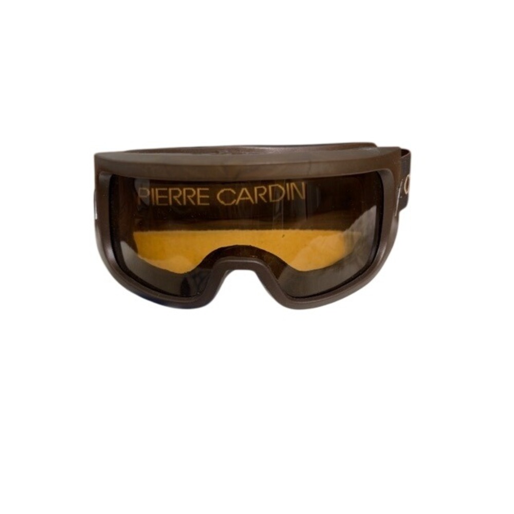 Vintage Pierre Cardin Ski Goggles Brown Leather Trim Designer Winter Eyewear